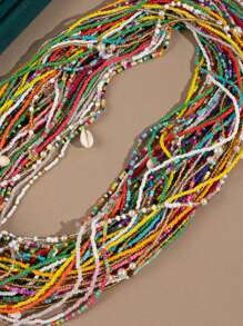 Multi-Pack Random Mix-Color Popular Bohemian Rainbow Acrylic Beads Chain Body Jewelry Belly Chain For Women, Gift - Multicolor - View 3