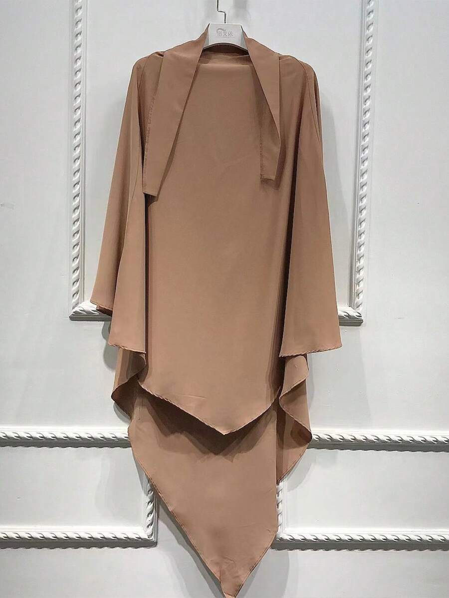 Lenço De Adoração Em Casa Islâmica Estilo Chiffon De Camada Tripla De Alta Qualidade, Pode Ser Usado Para Cobrir O Rosto, Envoltório De Cabeça Extragrande - Caqui - Ver 1