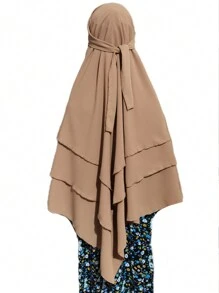 Lenço De Adoração Em Casa Islâmica Estilo Chiffon De Camada Tripla De Alta Qualidade, Pode Ser Usado Para Cobrir O Rosto, Envoltório De Cabeça Extragrande - Caqui - Ver 6