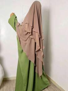 Lenço De Adoração Em Casa Islâmica Estilo Chiffon De Camada Tripla De Alta Qualidade, Pode Ser Usado Para Cobrir O Rosto, Envoltório De Cabeça Extragrande - Caqui - Ver 2