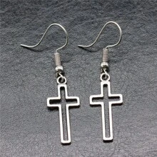 2pcs Cross Drop Earrings - Silver - View 1