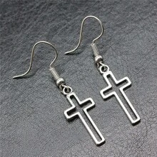 2pcs Cross Drop Earrings - Silver - View 4