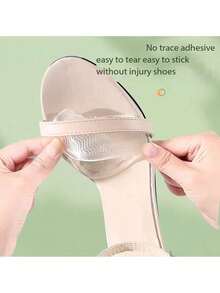 1pair Silicone Forefoot Pad For Ladies' Shoes, Thickened Anti-Slip Cushioning Insole Half Size Up For High Heels - Clear - View 2