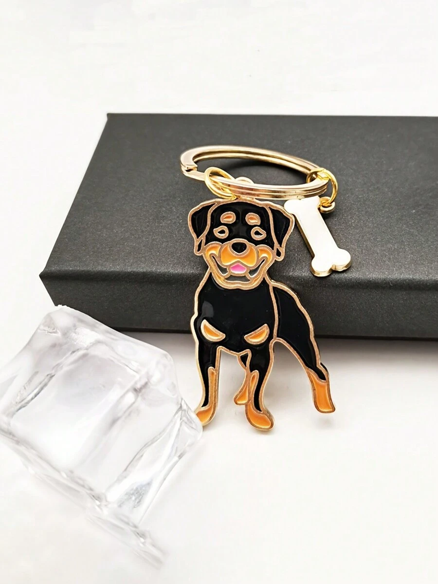 1 Pieza Llavero Con Forma De Rottweiler, Accesorios Portátiles Creativos Para Llaves, Regalo Creativo - Negro - Ver 1