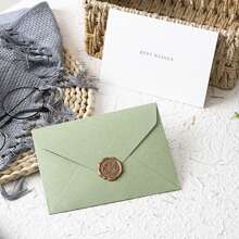 生日賀卡信封套裝、情人節手寫卡信封套裝、新年賀詞手寫卡信封套裝,1個信封+1張卡片+1個繪畫印章,祝福卡：新年快樂卡/愛你卡/生日快樂卡/最美好的祝福卡/感謝卡/祝好運卡 - 酪梨綠 - 查看 4