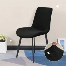 Home Use Plaid Concave Surface Curved Chair Cover, Universal All Seasons Thickened Seat Cover, Full Wrap Integrated Backrest Dining Chair Cover - Black - View 2