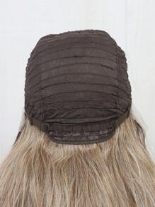 1套26英寸混色棕色13x1 T型前綁式蕾絲假髮,合成纖維髮質,波浪狀髮型,適用於時尚女性的日常及派對使用 - 彩色 - 查看 6