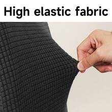 Home Use Plaid Concave Surface Curved Chair Cover, Universal All Seasons Thickened Seat Cover, Full Wrap Integrated Backrest Dining Chair Cover - Black - View 3