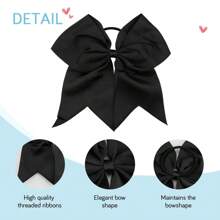 2 Packs Jumbo Cheerleading Bow 8 Inch Cheer Hair Bows Large Cheerleading Hair Bows With Ponytail Holder For Teen Girls Softball Cheerleader Outfit Uniform - Black - View 4