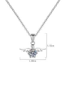 1pc Sweet And Versatile 925 Silver Zirconia Pendant Necklace Suitable For Daily Wear And Valentine's Day Gift For Women - Silver - View 4