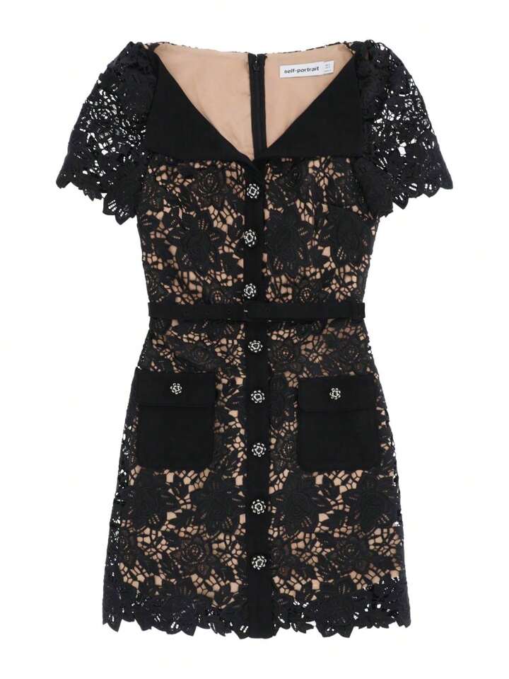 ワンピース SELF-PORTRAIT Woman Dress Black SS25057SA BLACK Black Tinsel Boucle Chiffon Midi Dress – self-portrait-US
