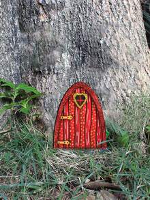 1個創意童話門木質花園裝飾,庭院用木工裝飾品 - 彩色 - 查看 3