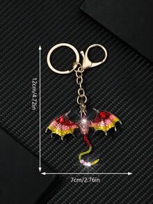 1pc Fashionable Dragon Ombre Polyresin Coated Rhinestone Glass Keychain For Men And Women - Ancient Golden Color - View 4