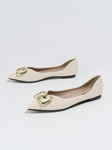 2023 Spring New Soft Pointed Toe Flat Shoes Women's Popular Penny Loafers Gentle Flats - Apricot - View 4