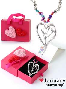 1件復古綠松石鋅合金銀色心形吊墜項鏈,代表12月份的含義,適合情人節,假期和日常穿戴,禮盒包裝 - 復古大愛心形狀12個月意義 - 查看 23