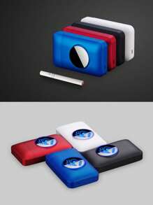 1入組帶有骷髏印花的電子煙盒及打火機組合,帶led顯示屏,可容納19支香煙,防潮,耐壓,usb充電 - 藍色 - 查看 8