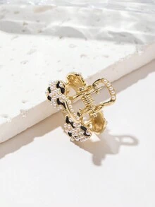 1pc Ladies' Small Pearl Decor Metal Hair Claw Clip, Mini Size, Suitable For Top Hair Bun - Multicolor - View 3