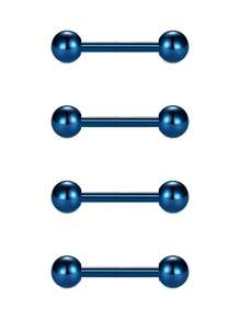 CIZME 4Pcs/Set Nipple Rings Tongue Rings Stainless Steel 14G Straight Barbells Piercing Jewelry 12mm,14mm,16mm,18mm