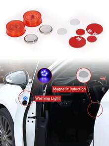 4入組紅色led門安全警示燈,防碰撞感應閃光警示燈,停車燈,防後方追撞指示燈,信號燈感應燈 - 紅色 - 查看 3