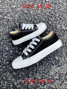 Zapatos de lona para niños OPOEE, para primavera/otoño, estilo coreano, sencillos, para niños y niñas, de moda, de corte bajo, casuales, deportivos, clásicos, versátiles, zapatos de skate para niños - Negro - Ver 5