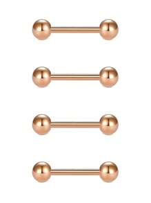 CIZME 4Pcs/Set Nipple Rings Tongue Rings Stainless Steel 14G Straight Barbells Piercing Jewelry 12mm,14mm,16mm,18mm