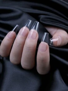 120 件/袋 透明無痕按壓半/全罩磨砂短芭蕾/加長人造指甲,易於佩戴 - 無色 - 查看 2