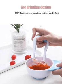 2-In-1 Grinding Food Bowl Contains Grinder And Bowl Baby Food Bowl With Manual Food Grinder Easily Mashes Fruits And Steamed Vegetables Food Masher Can Be Used At Home Or Travel Microwave Safe Dishwasher Safe Baby Fruit And Vegetable Supplement Bowl Gift For Babies Growing Up, The Best Gift For Adding Complementary Food Stages - Blue - View 7