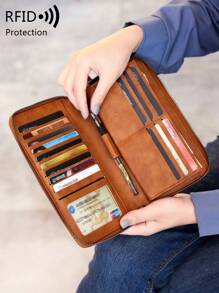 MIYIN 复古风格系带女士时尚拉链钱包，带多个卡槽和身份证窗口钱包钱包钱包教师礼物送给女朋友的礼物女士礼物礼品袋礼物商务休闲强盗钱包女士钱包钱包长钱包