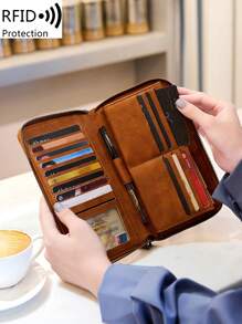 MIYIN 复古风格系带女士时尚拉链钱包，带多个卡槽和身份证窗口钱包钱包钱包教师礼物送给女朋友的礼物女士礼物礼品袋礼物商务休闲强盗钱包女士钱包钱包长钱包