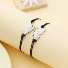 2 件/套独特蝴蝶与朋友蜡线编织友谊手链，适合女性/闺蜜聚会/新年情人节礼物、万圣节礼物 - 紫色 - 查看 6