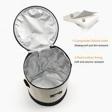 1入翻蓋隔熱午餐手提袋，可裝可愛動物圖案便當盒，學生女士學校組織袋，老師收納袋，教室袋，教室組織袋 - 黑與白 - 查看 4