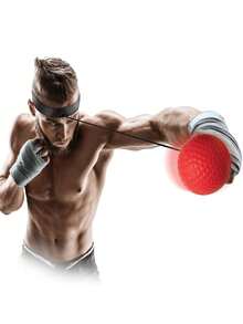 1pc Head-Mounted Punching Speed Ball For Stress Relief, Agility Training And Entertainment - Black Red - View 5