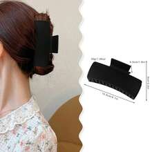 4.1 吋實心方形髮夾,霧面髮夾,適合厚薄頭髮,適合女士和女孩,自然色髮夾（黑色、白色、米色、深棕色） - 彩色 - 查看 2