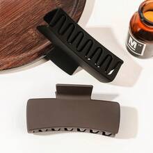 4.1 吋實心方形髮夾,霧面髮夾,適合厚薄頭髮,適合女士和女孩,自然色髮夾（黑色、白色、米色、深棕色） - 彩色 - 查看 3