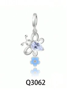 925純銀精美蜜蜂和花朵吊墜珠,diy、中性、派對適用 - Q3062 - 查看 12