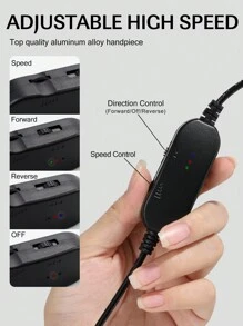 Yokefellow Usb電動指甲鑽套裝（粉色/黑色/灰色）,附有6支指甲鑽和6個砂輪帶,電動專業指甲磨光機,usb接口手柄,usb指甲鑽筆,便攜式指甲修護器,適用於膠甲沙龍,完美新年禮物 - 灰色 - 查看 7