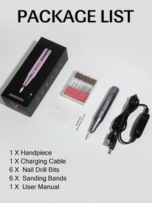 Yokefellow Usb電動指甲鑽套裝（粉色/黑色/灰色）,附有6支指甲鑽和6個砂輪帶,電動專業指甲磨光機,usb接口手柄,usb指甲鑽筆,便攜式指甲修護器,適用於膠甲沙龍,完美新年禮物 - 灰色 - 查看 11