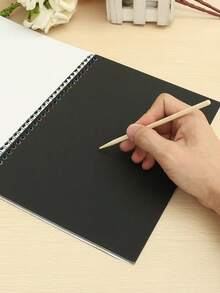 12張彩虹刮畫紙,彩虹刮套裝筆記本,適用於生日遊戲、派對物品、生日禮物 - 黑色 - 查看 6