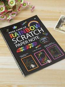 12張彩虹刮畫紙,彩虹刮套裝筆記本,適用於生日遊戲、派對物品、生日禮物 - 黑色 - 查看 5