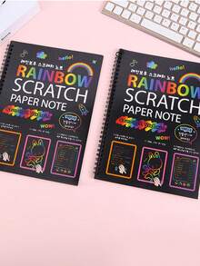 12張彩虹刮畫紙,彩虹刮套裝筆記本,適用於生日遊戲、派對物品、生日禮物 - 黑色 - 查看 10