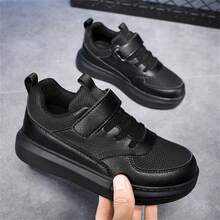 男童休閒運動鞋，柔軟大底，黑色平底鞋，適合兒童 - 黑色 - 查看 2