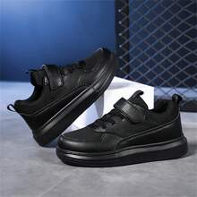 男童休閒運動鞋，柔軟大底，黑色平底鞋，適合兒童 - 黑色 - 查看 4