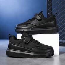 男童休閒運動鞋，柔軟大底，黑色平底鞋，適合兒童 - 黑色 - 查看 3