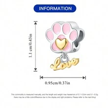 1 件镀银心形和字母“爱”和狗爪形串珠饰物，可制作成 DIY 手链和项链，是送给姐妹的绝妙礼物 - 杏色 - 查看 5