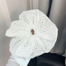 1個女士白色超大空心髮圈,帶有白色蕾絲,適合日常穿著和約會,打造可愛、柔美的芭蕾風格 - 白色 - 查看 6
