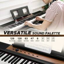 Starfavor Digital Piano 88 Key Keyboard, Full Size Piano Keyboard 88 Keys, Velocity-Sensitive Semi-Weighted Keyboard Piano 88 Keys,With Keyboard Stand Furniture Stand,Sustain Pedal 3Pedal,SP-15SW - 黑色 - 查看 4