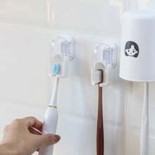 1pc Dustproof Toothbrush Holder Without Drilling - White - View 2