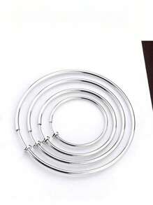 Brincos De Argola Grandes Com Clip Em Aço Inoxidável, Brincos Com Mola Clip Em Mulheres, Brincos Falsos De Argola Para Orelhas Não Perfuradas
