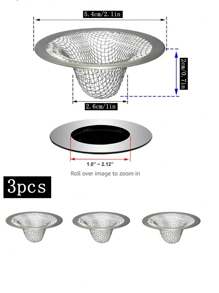 6入組/3入組不銹鋼2.1英寸圓形水槽下水道堵塞器,適用於廚房/浴室洗臉盆、浴缸和淋浴器擋髮帶,浴室地漏 - 銀色 - 查看 2