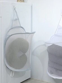 1入組壁掛式可摺疊洗衣籃,適用於浴室,洗澡間和整潔衣物存儲 - 灰色 - 查看 5